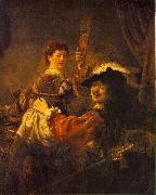 REMBRANDT Harmenszoon van Rijn Rembrandt and Saskia in the Scene of the Prodigal Son in the Tavern dh oil painting